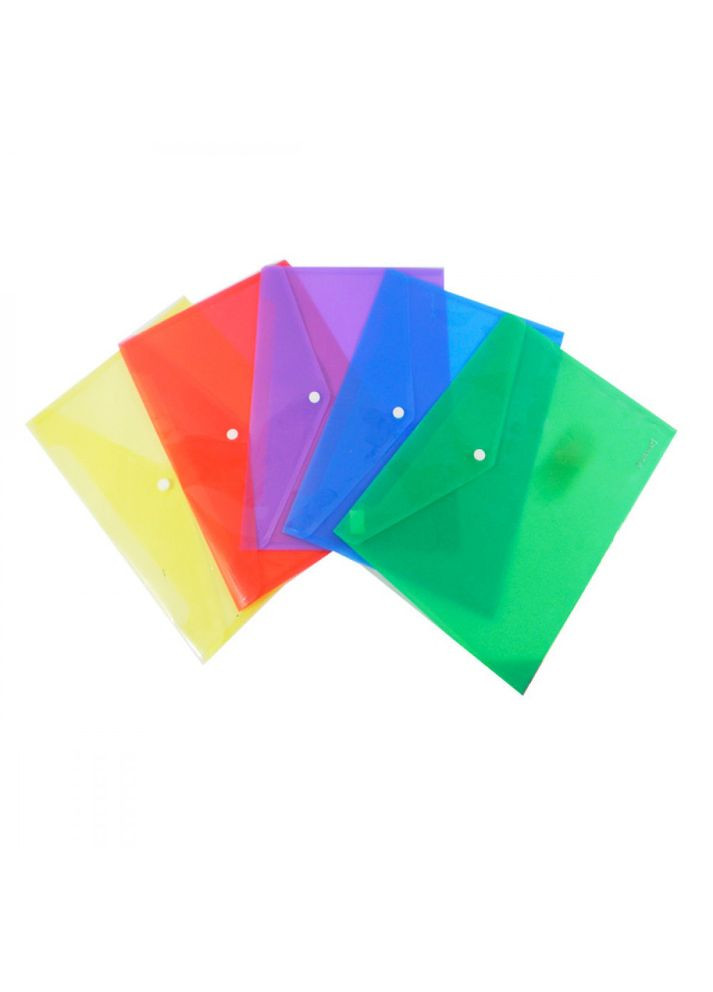 Папка-конверт А4 на кнопке, прозрачная, цветная ECONOMIX (345708071)