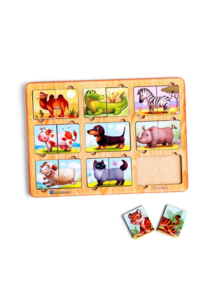 Деревянный пазл-сортер "Удивительные зверята" (ПСД162) PSD162, 9 животных Ubumblebees (302010289)