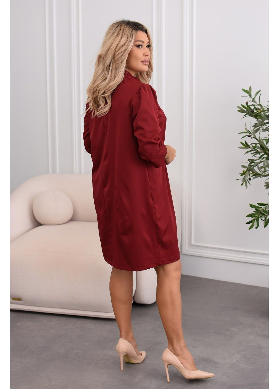 Бордова жіноча сукня вільного крою з коміром No Brand