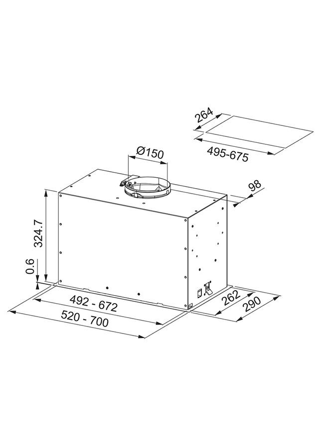 Витяжка вбудовувана Box Flush EVO, 52см, 1035м3г, FBFE XS A52, нерж FRANKE (314775687)