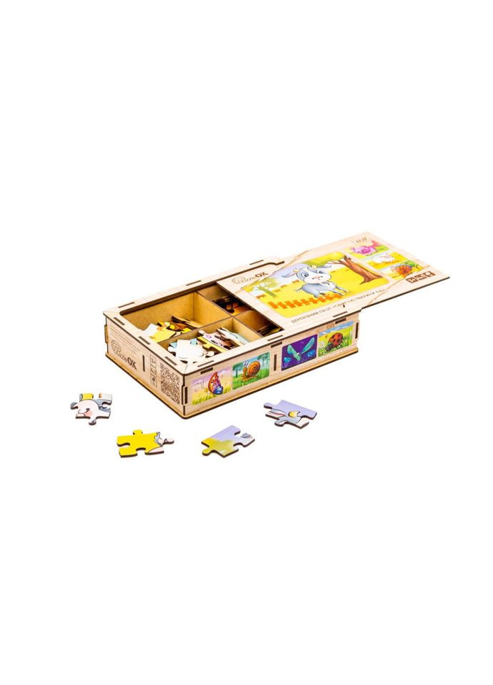 Дерев’яний дитячий пазл 4в1 "Свійські тварини" Puz-75595, 80 елементів PuzzleOK (315352095)