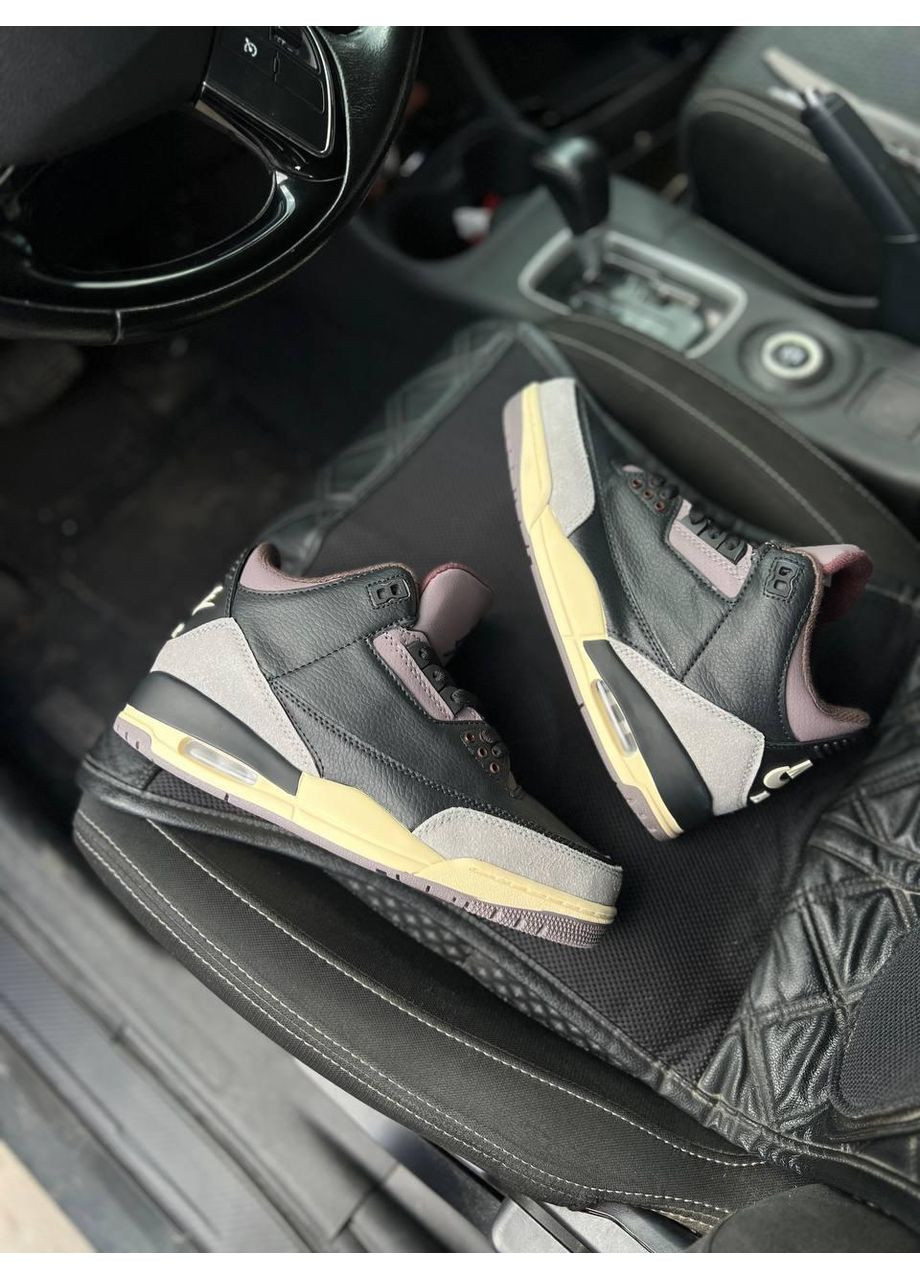Рожеві Осінні кросівки чоловічі nike jordan 3 were sleeping black grey найк аір джордан No Brand