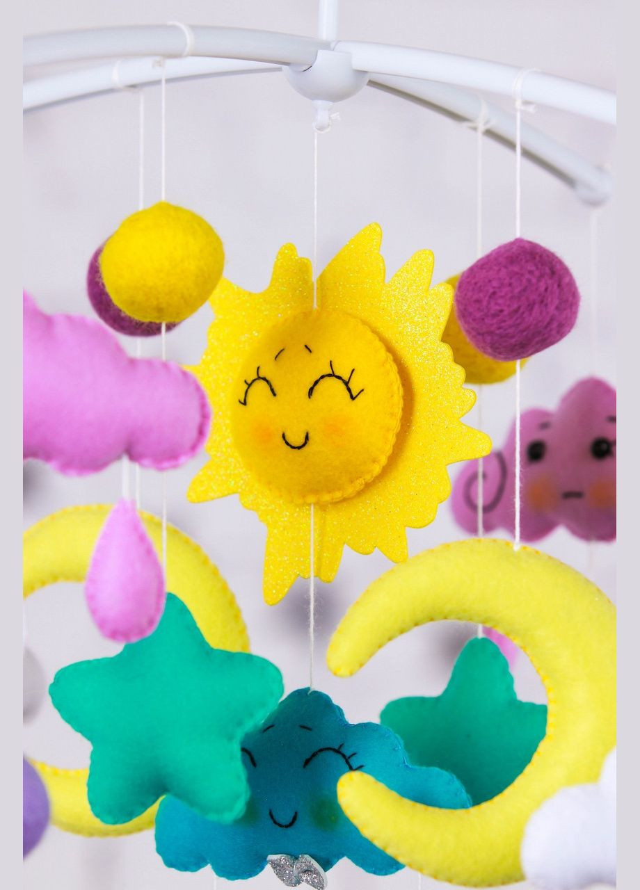 Дитячий музичний мобіль на ліжечко для немовлят WooolyWool «Сонячні сни» з 35 мелодіями (М019) No Brand (342757991)