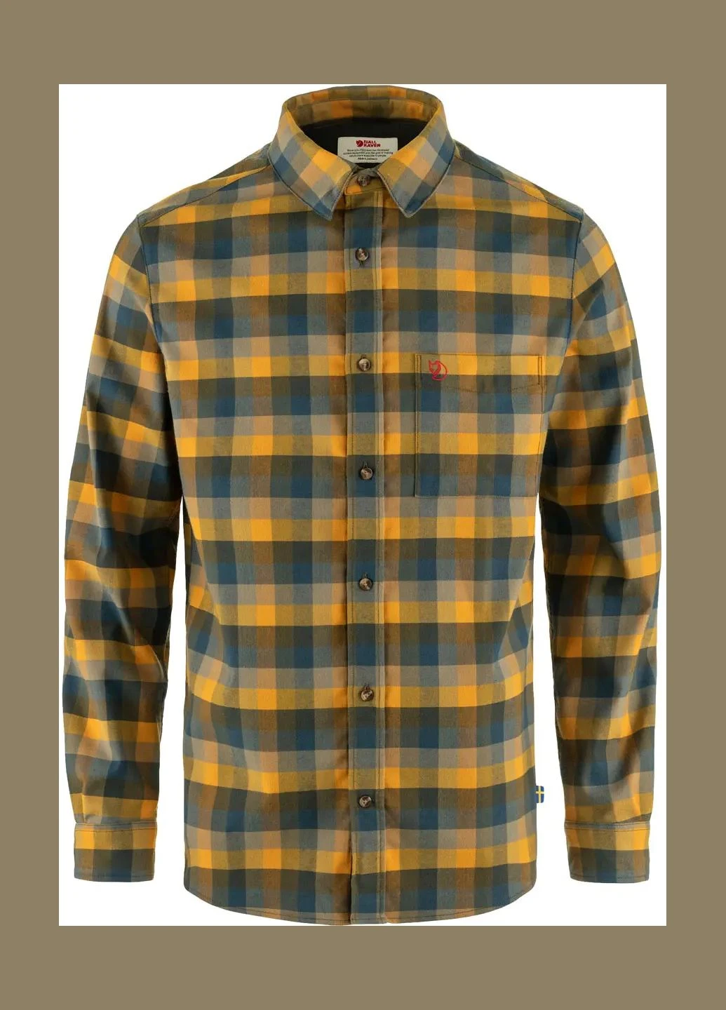 Комбінована сорочка lappland stretch flannel shirt laurel green/ountain blu Fjallraven