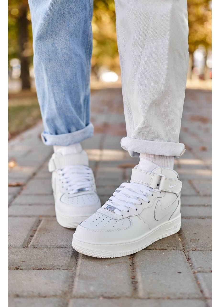 КРОССОВКИ ЖЕНСКИЕ NIKE AIR FORCE MID WINTER WHITE НАЙК АИР ФОРС 1 ПРЕМИУМ No Brand белые зима (369390701)