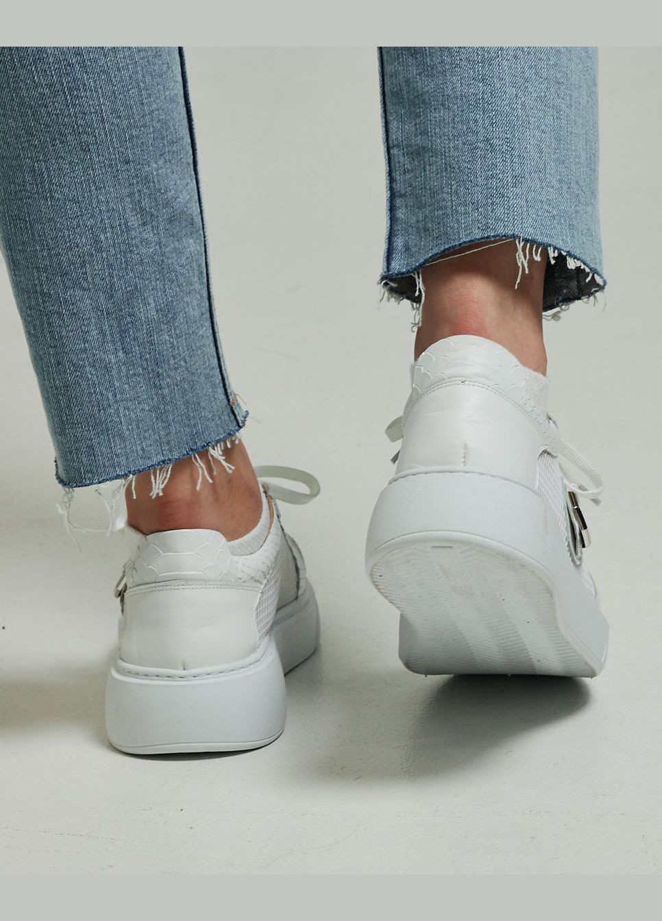 Кроссовки с сеткой белые кожаные Krula белые лето (293337514)