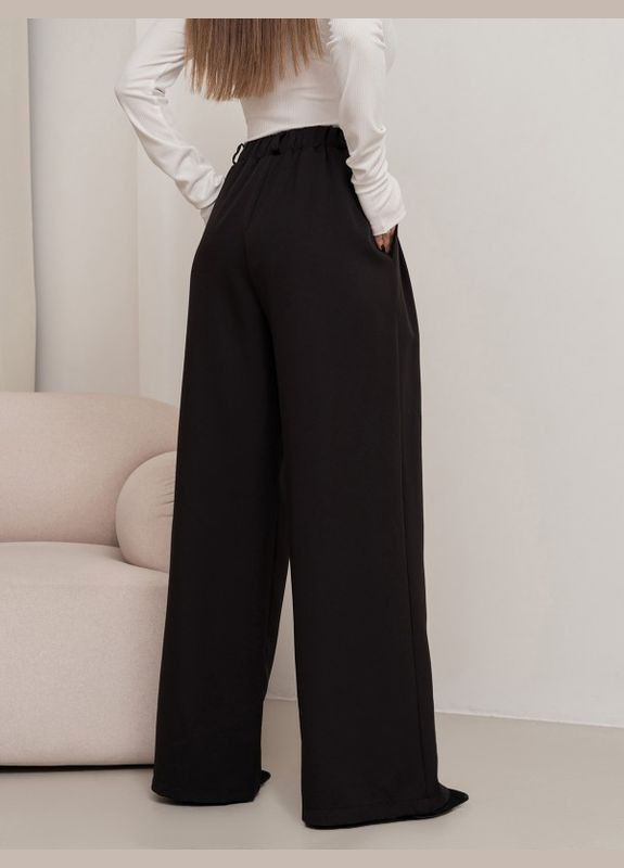 Черные широкие брюки палаццо с защипами ISSA PLUS (280899095)