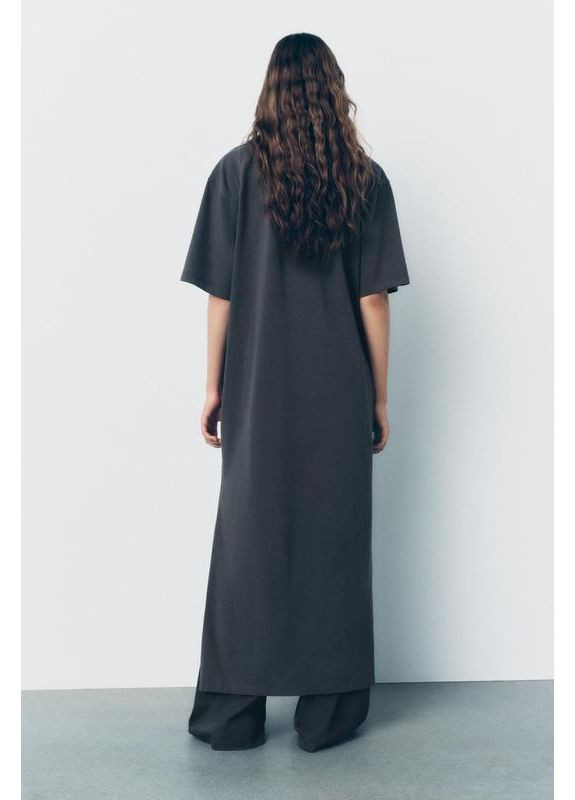Серое вареное платье оверсайз Zara