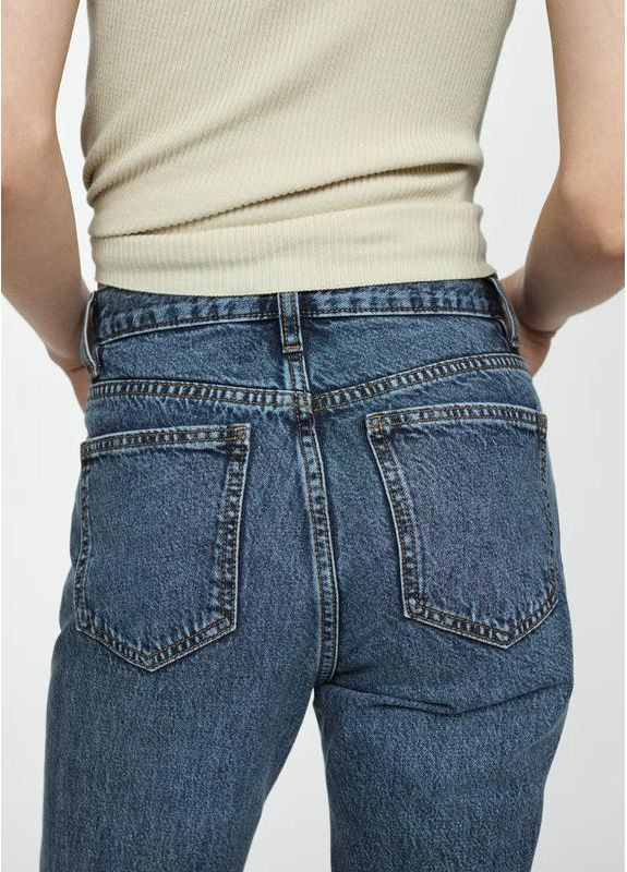 Темно-синие джинсы ровные прямые базовые Mango - (355268148)