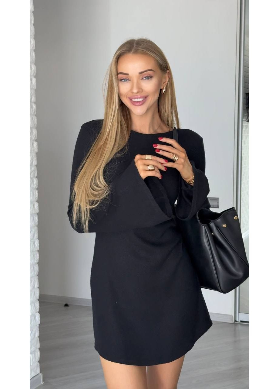 Черное вечернее женское платье длины мини из ангоры MonCher