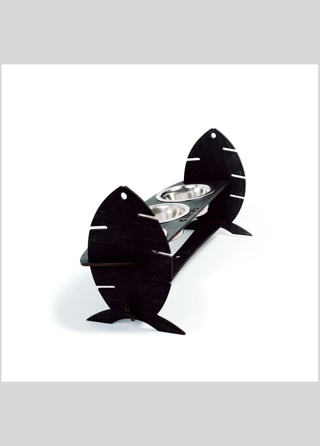 Кормушка для котів Скелет риби з регулюванням висоти Венге на 3 миски Cat Joy (301212357)