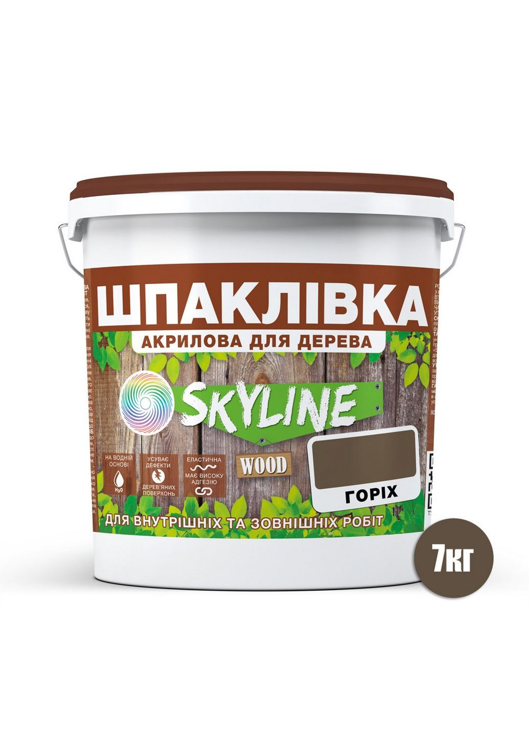 Акриловая шпаклевка для дерева готовая к применению Wood 7 кг SkyLine (283326418)