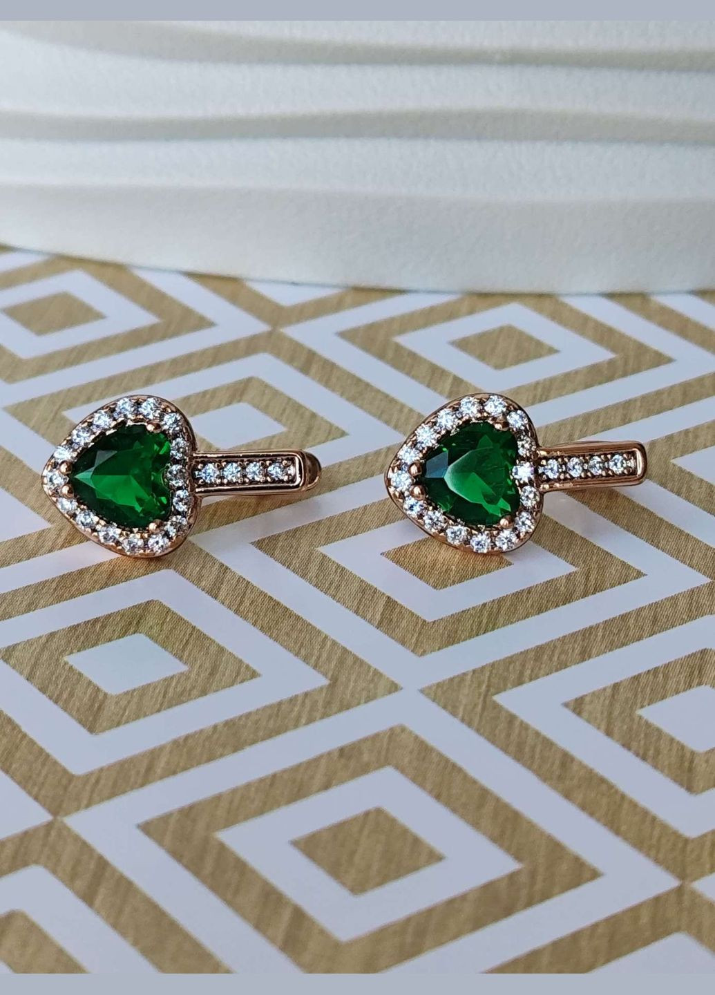 Позолочені сережки ксюпінг xuping позолота медичне золото медична сталь зелений камінь Xuping Jewelry (336190246)