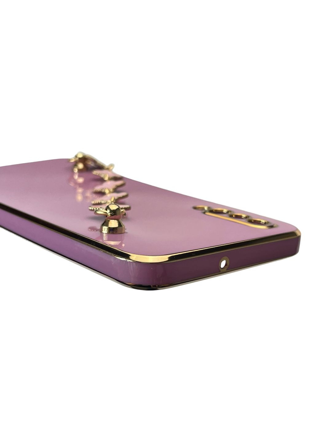 Чехол для телефона Galaxy A50s (SM-A507F) женский с ремешком с украшениями и золотой окантовкой на самсунг а50с черничный gs1 Samsung (366390318)