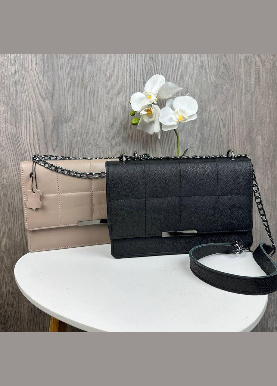 Жіноча міні сумка клатч із натуральної шкіри з ланцюжком чорна (sku_1696) No Brand (330576662)