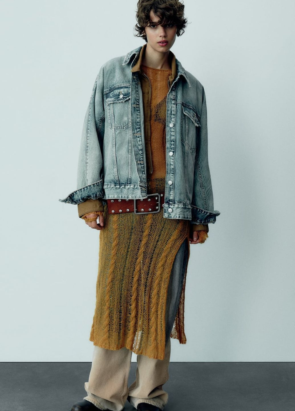 Блакитна демісезонна джинсова куртка trf оверсайз Zara