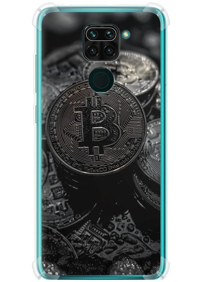 Силикон с усиленными углами чехол 'Black Bitcoin' для Endorphone Xiaomi Redmi Note 9 (289532364)