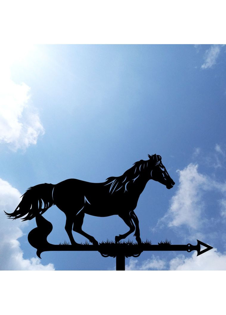 Флюгер на дом Лошадь №4 из металла 3 мм, флюгер на крышу No Brand (368896582)