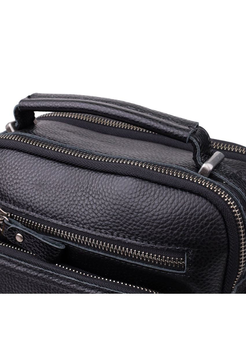 Сумка планшет через плече чоловіча з натуральної шкіри для телефону та документів середня Чорний 38346 Vintage (355245243)