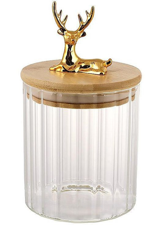 Банка стеклянная "Edinburgh Stag" 550мл с деревянной крышкой для хранения продуктов. BonaDi (365248438)