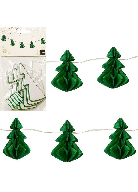 Гірлянда з паперових новорічних прикрас "Ялинки" CG 12, 5 шт Bambi (369669827)