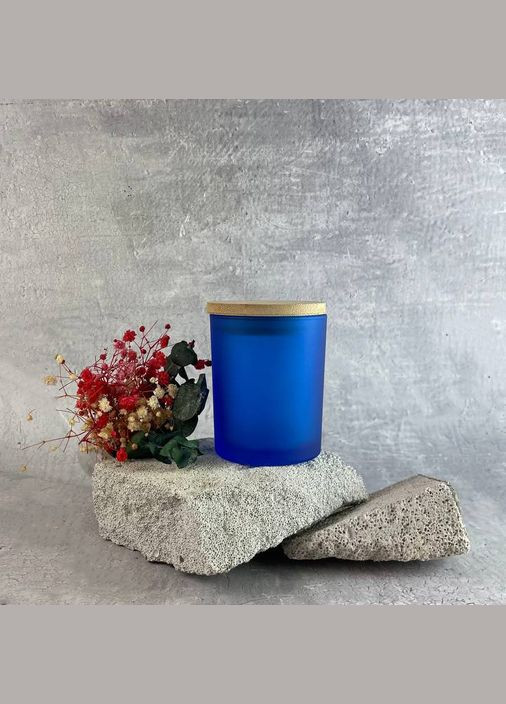 Матовый стакан синего цвета с бамбуковой крышкой 200 мл No Brand (337991243)