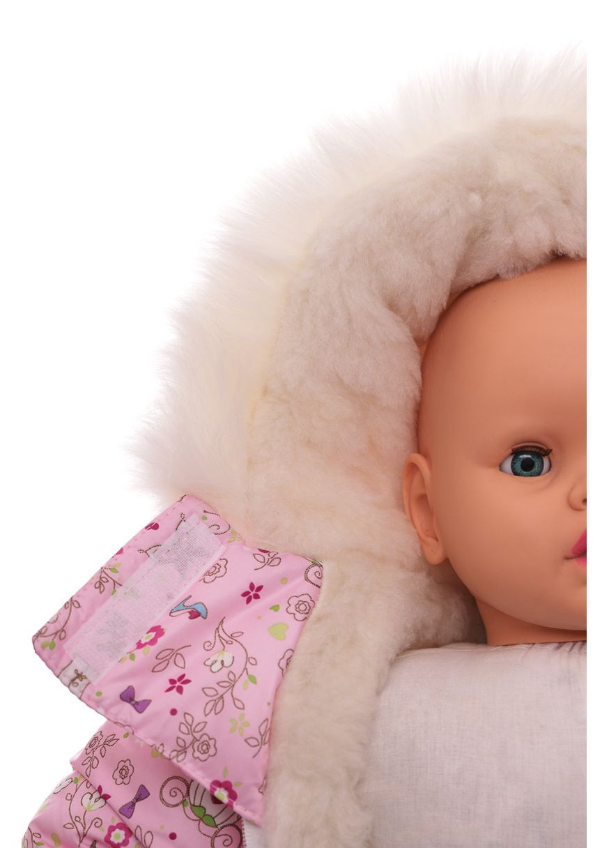 Чоловічок на хутрі для дівчинки з принтом Корон рожевий 74 см (50710) BABYKROHA (297200412)