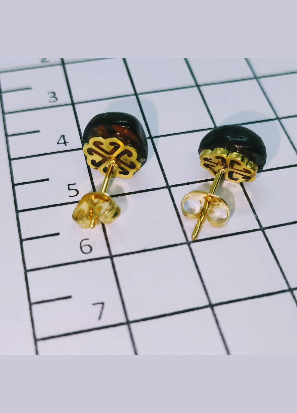 Сережки 3191 «гвоздики» з натурального бурштину MINOV (317271314)