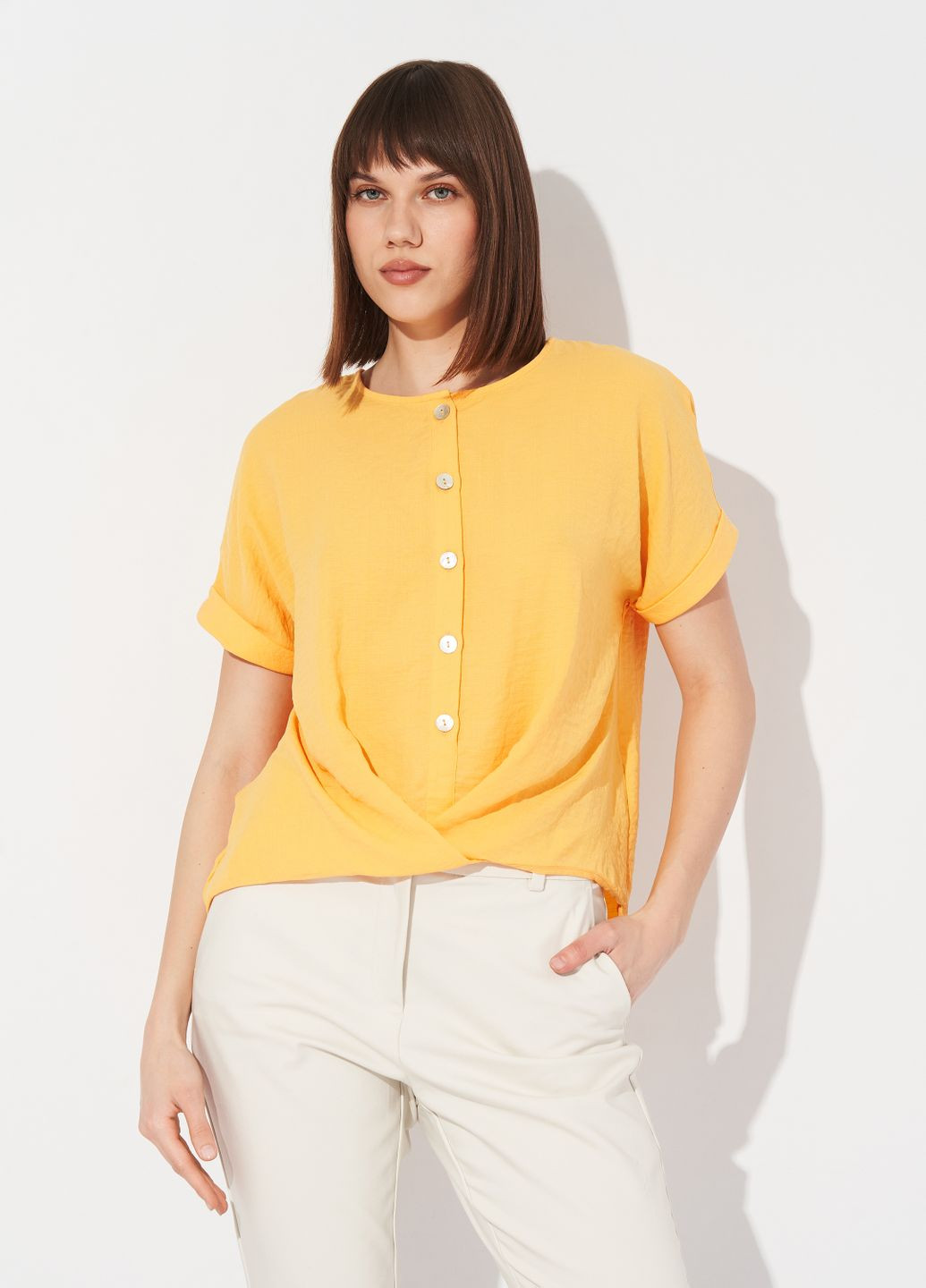 Помаранчева блуза на гудзиках C&A