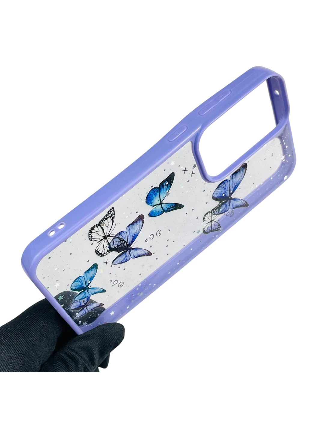 Чехол для Galaxy S23 FE (SM-S711) с блёстками с бабочками на самсунг с23 фе сиреневый Samsung (366385685)