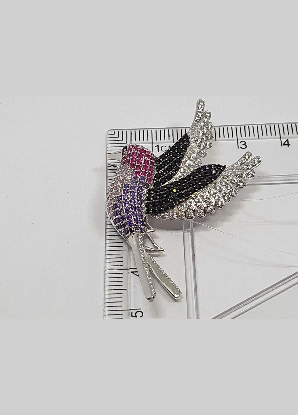 Срібна брошка Птица з фіанітами. 9007.56С Dear (299913537)