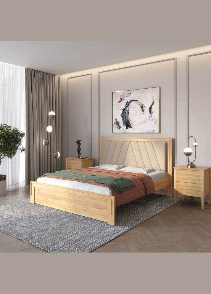 Двоспальне дерев'яне ліжко Торонто Т2 /Аляска 23 (бежевий) 140х200 см (MBG-8138) Mebigrand (368280828)