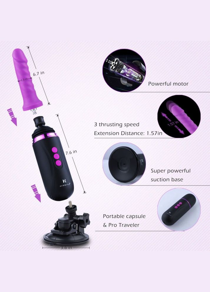 Мини сексмашина Mini Capsule Sex-Machine with Strong Suction APP, очень мощная, пульт ДУ Hismith (296627314)