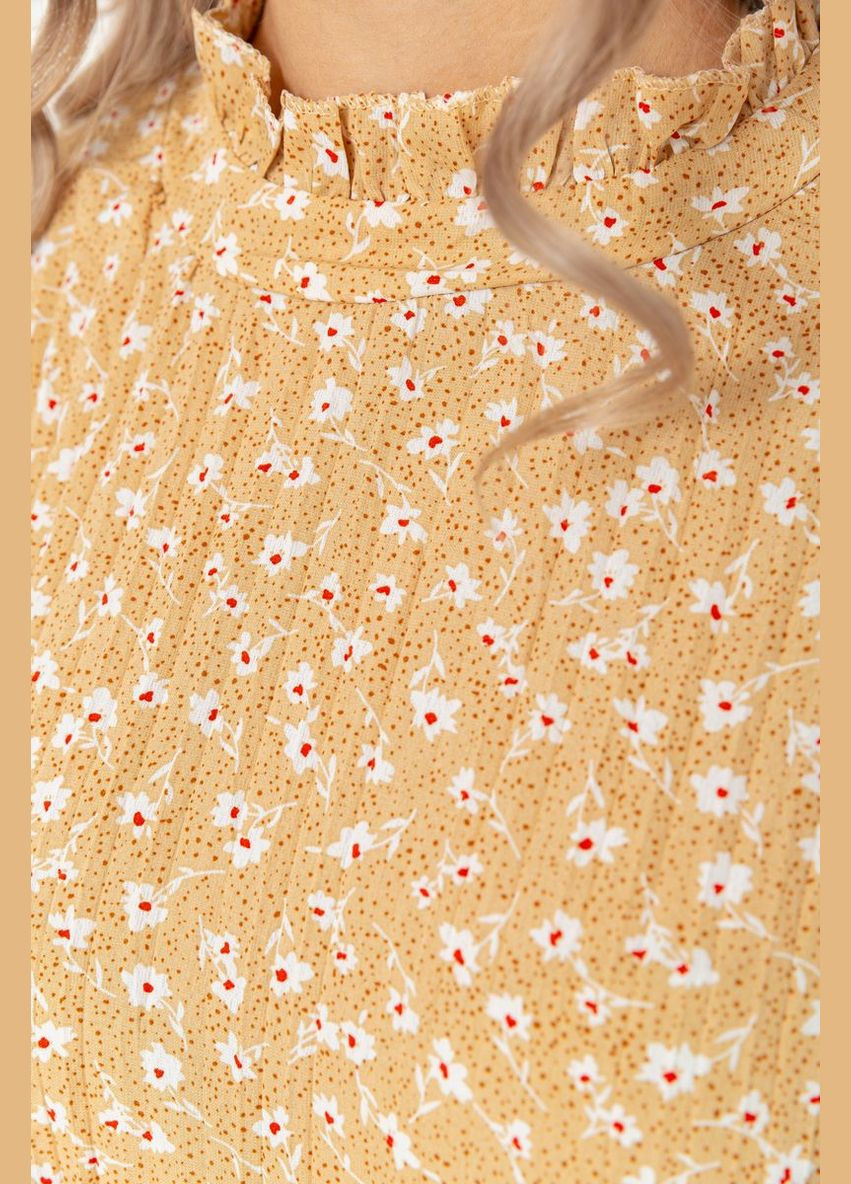 Бежевое платье свободного кроя с цветочным принтом,, 204r201 Ager