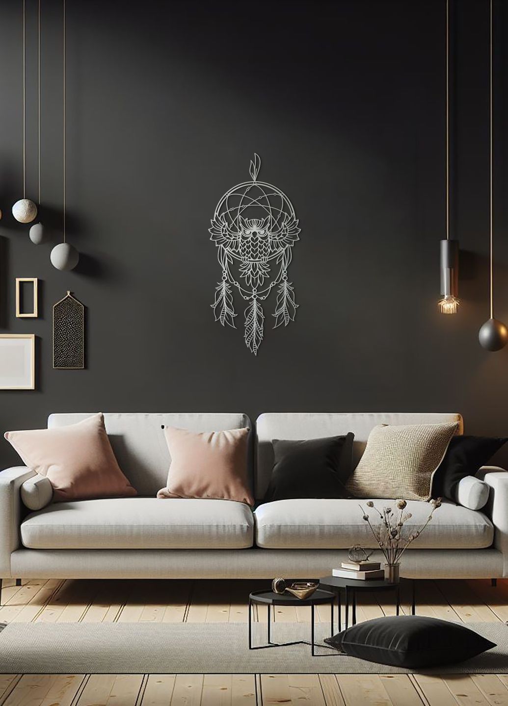 Современная картина на стену, декор в комнату "Мудрая сова", стиль лофт 70х33 см Woodyard (292114040)