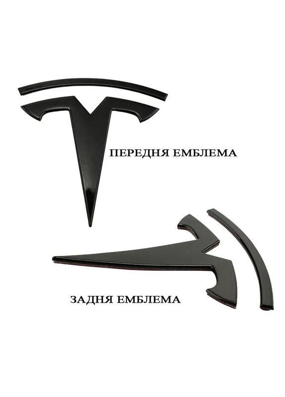 Эмблема передняя 3/Y ЧЕРНАЯ матовая 77-78мм металл (на скотче) Tesla (369611360)