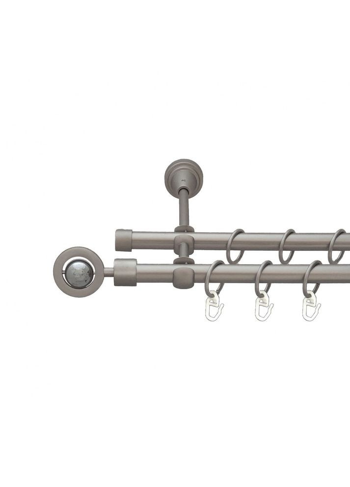 Карниз Пополо Комбінований металевий дворядний відкритий гладка труба Сатин 16\16 мм 160 см (6098986) ORVIT (300798649)