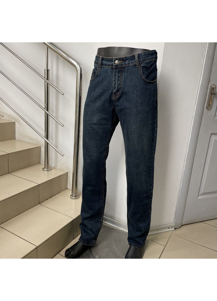 Синие джинсы мужские большой размер прямые тёмные стрейч tint 40 тёмно-синие No Brand