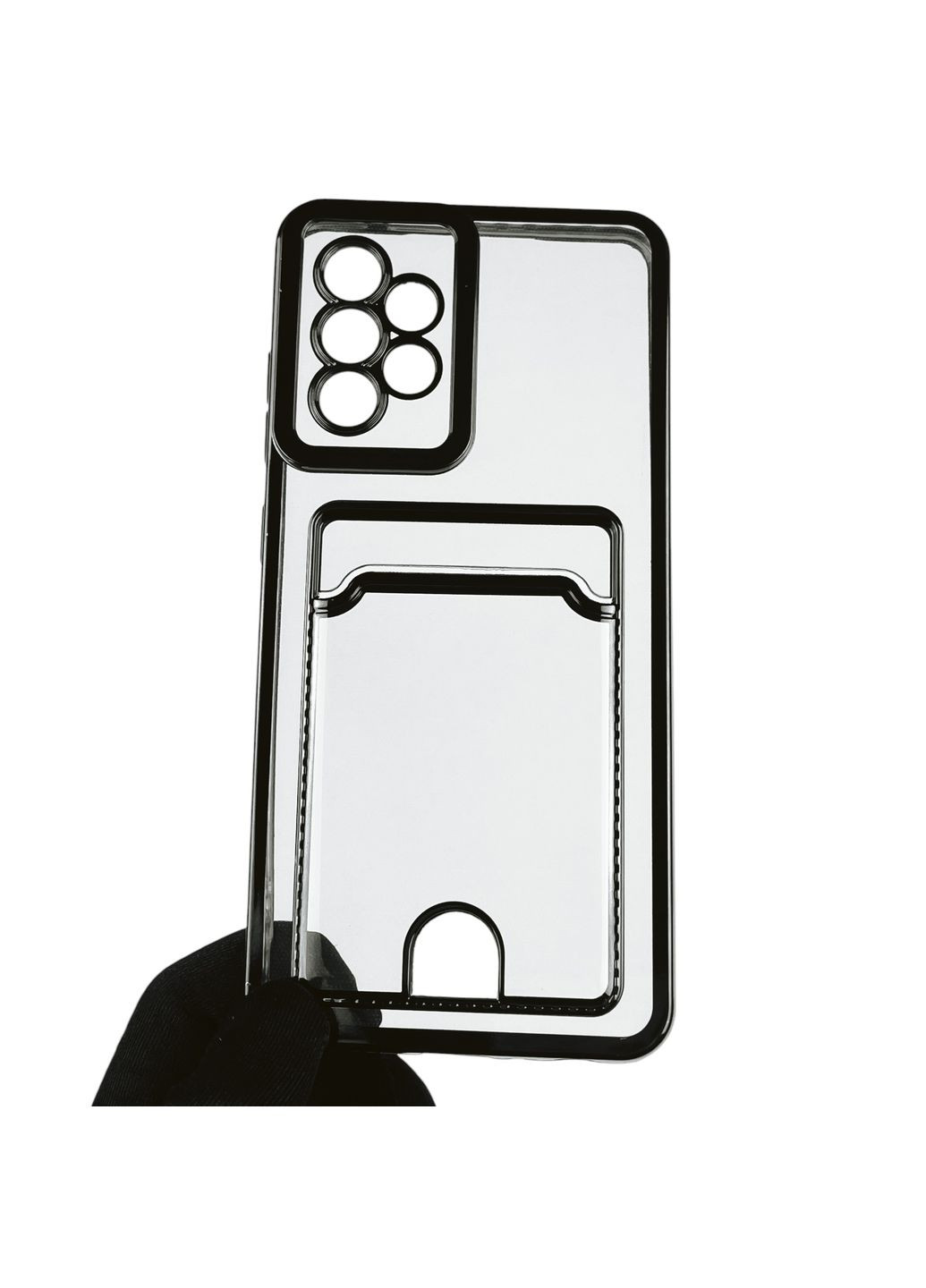 Чохол для Galaxy A52 4G (SM-A525) із чорною окантовкою з кишенькою для карток на самсунг а52 чорний Samsung (366018919)