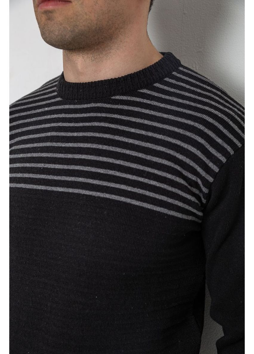 Черный демисезонный свитер мужской в полоску, 161r1029 Ager