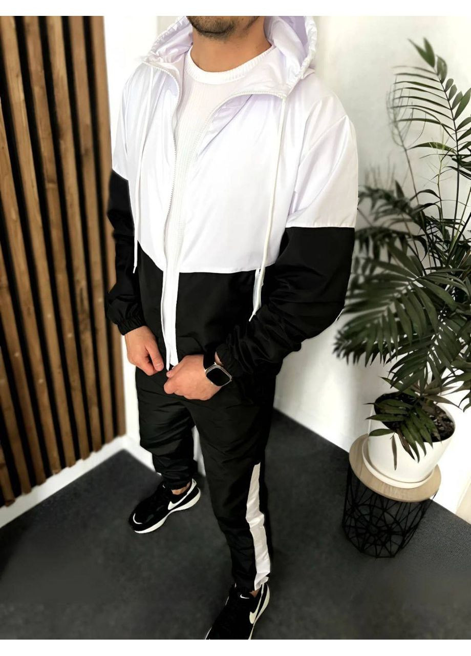 Черный демисезонный мужской костюм (двойка) брюки + ветровка брючный Україна