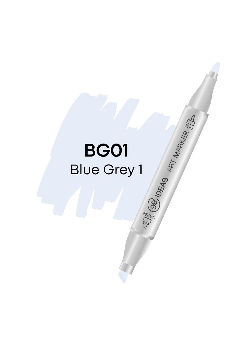 Маркер двухсторонний Серо-голубой 1, BG01, 99IDEAS (329144081)