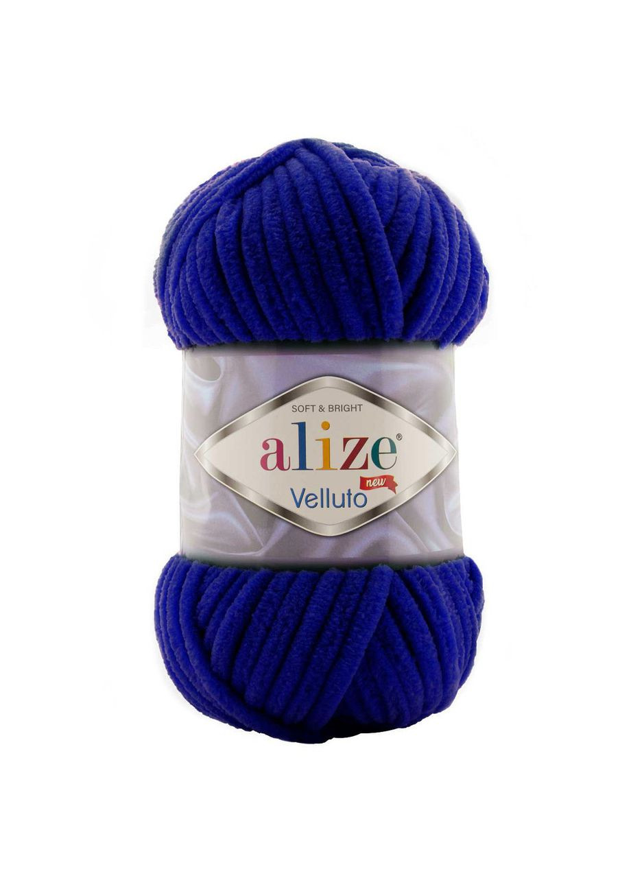 Пряжа Velluto, плюшевая, №360 королевская синяя, 100 гр Alize (340482529)