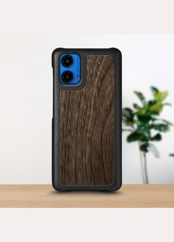 Шкіряна накладка WoodBacker Cover для Motorola Moto G45 Чорний (78298) Stenk (316651282)