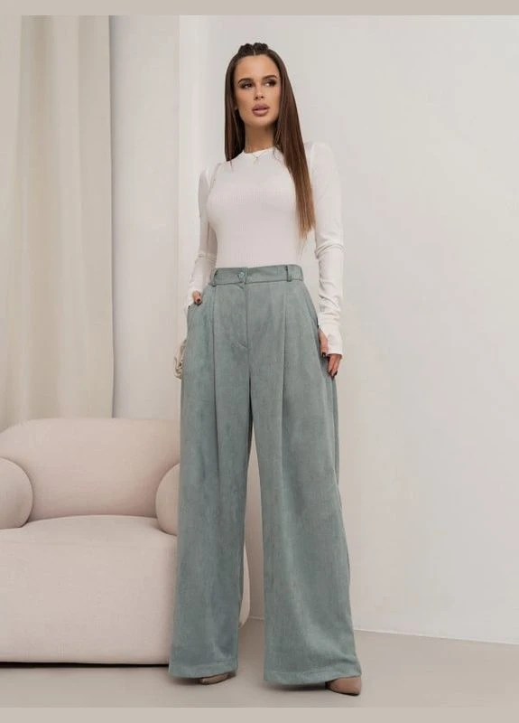 Жіночі брюки 13749 XXL оливковий ISSA PLUS (398813805)