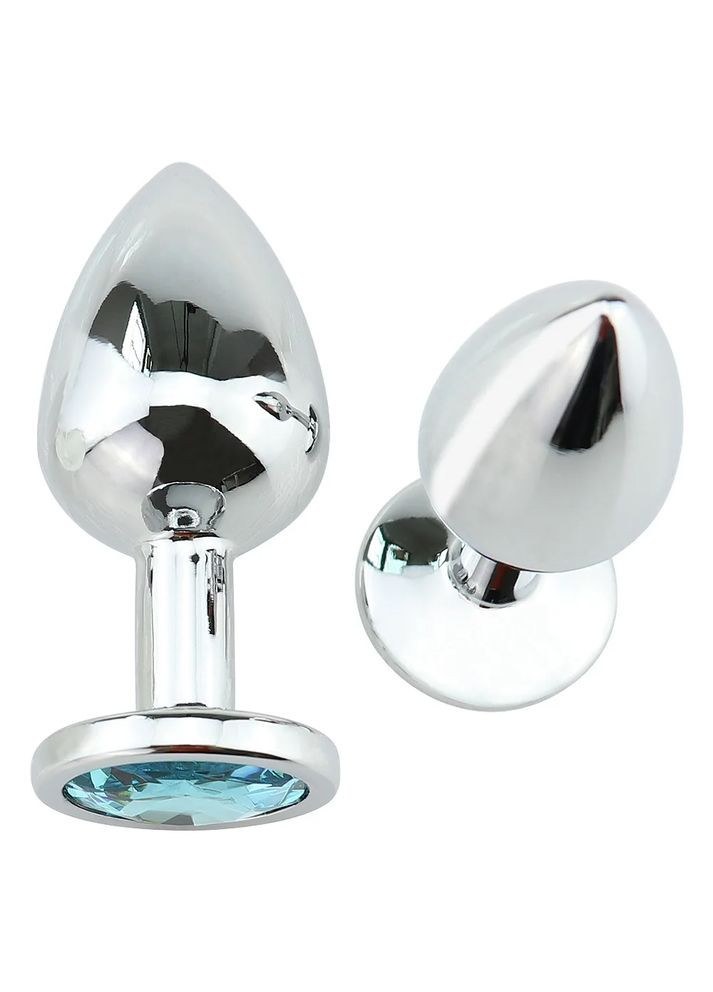 Анальна пробка з кришталевими ювелірними виробом 82х34 мм RUNYU Блакитний No Brand (338624653)