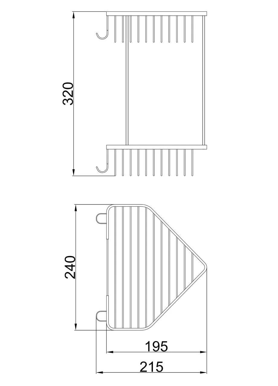 Полка угловая F335-1, 2-х ярусная, 240х320 мм, хром Frap (371881740)
