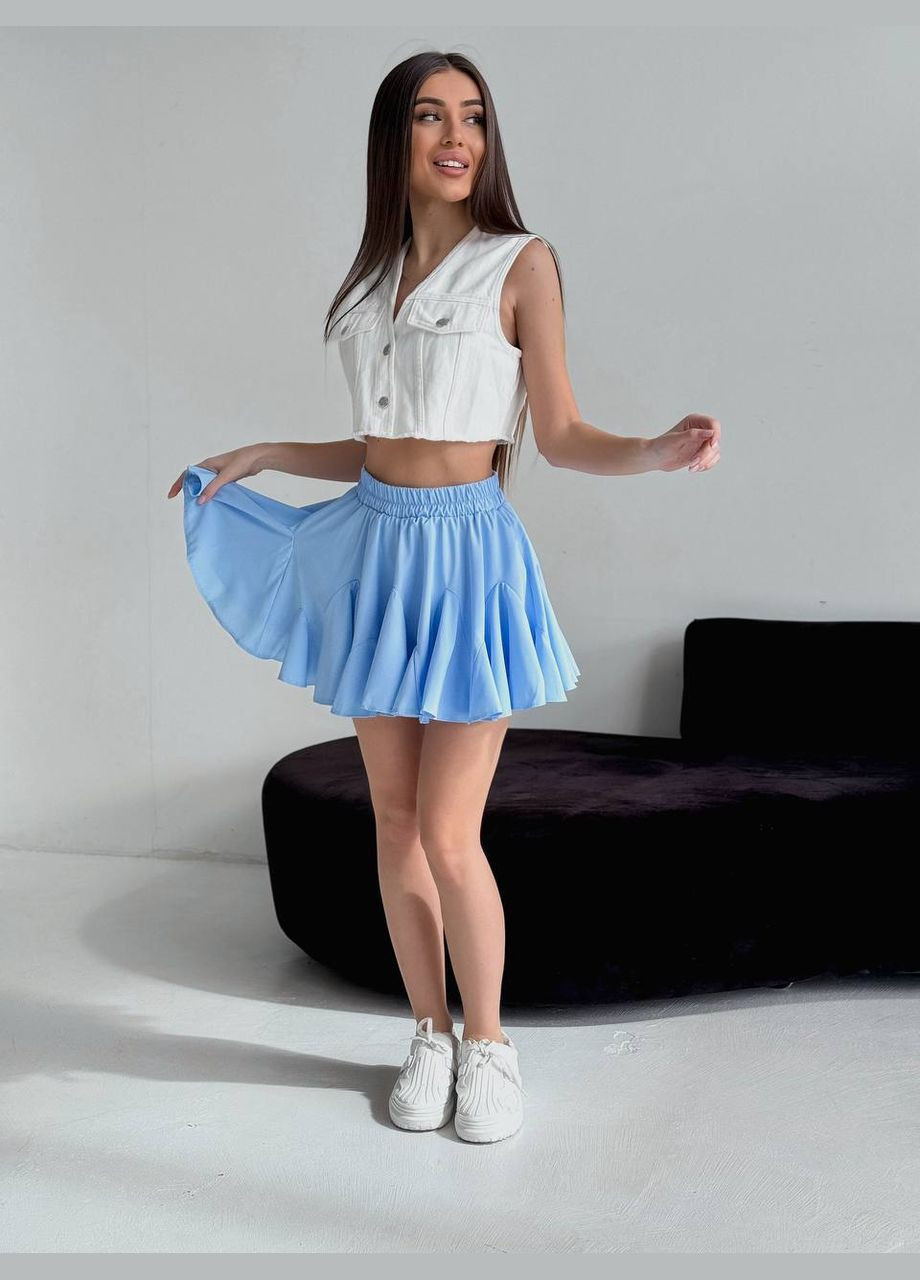 Голубая повседневная, кэжуал однотонная юбка No Brand