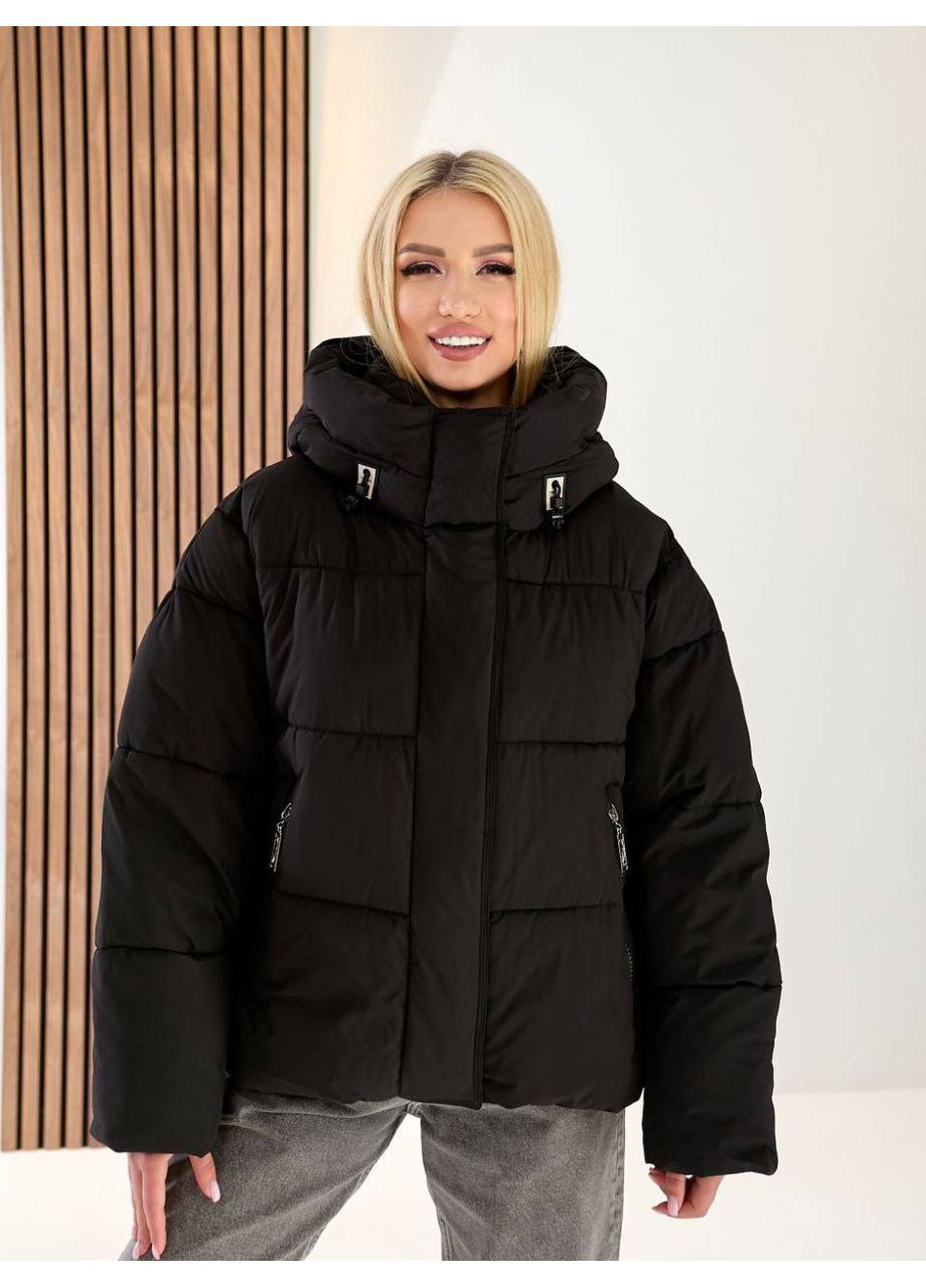 Черная зимняя куртка женская люкс качество куртка-одеяло Україна
