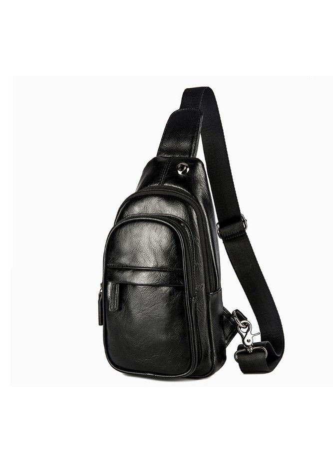 Классическая мужская сумка на грудь черная экокожа с регулируемым ремнем кроссбоди для повседневного использования Eton (363135778)